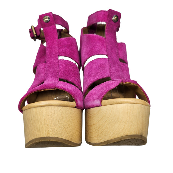 Calvin Klein Shoes Womens 5.5 6 Purple Platform Heels Chunky Suede Groovy Funky - Picture 5 of 11